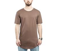 Blackskies Round Basic Longshirt | Langes Oversize Fashion Langarm Herren T-Shirt Long Tee - Braun X-Large XL