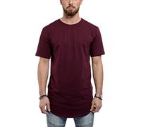 Blackskies Round Basic Longshirt | Langes Oversize Fashion Langarm Herren T-Shirt Long Tee - Burgundy Weinrot Medium M