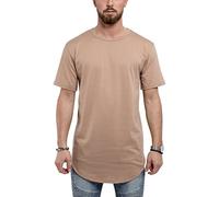 Blackskies Round Basic Longshirt | Langes Oversize Fashion Langarm Herren T-Shirt Long Tee - Desert Beige Medium M