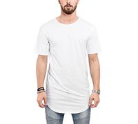 Blackskies Round Basic Longshirt | Langes Oversize Fashion Langarm Herren T-Shirt Long Tee - Weiß Large L