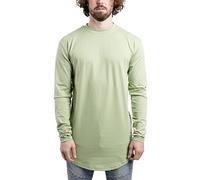Blackskies Round Longsleeve T-Shirt | Langes Oversize Fashion Basic Langarm Herren Longshirt Long Tee - Salbeigrün Medium M