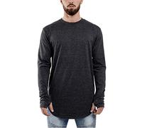 Blackskies Round Longsleeve T-Shirt | Langes Oversize Fashion Basic Langarm Herren Longshirt Long Tee - Charcoal Small S
