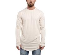 Blackskies Round Longsleeve T-Shirt | Langes Oversize Fashion Basic Langarm Herren Longshirt Long Tee - Beige Large L