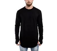 Blackskies Round Longsleeve T-Shirt | Langes Oversize Fashion Basic Langarm Herren Longshirt Long Tee - Schwarz Medium M