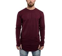 Blackskies Round Longsleeve T-Shirt | Langes Oversize Fashion Basic Langarm Herren Longshirt Long Tee - Burgundy Medium M