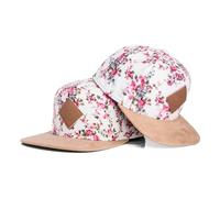Blackskies® Sakura Snapback Cap - 2er-Set Eltern Kinder - Partnerlook Baseball Cap Mutter-Vater-Kind Geschenk Mini-Me Blumen Basecap Papa-Sohn & Mama-Tochter Floral Weiß - 49-54 cm