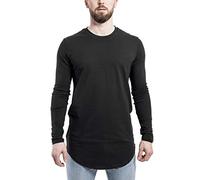 Blackskies Side Zip Langarm T-Shirt | Langes Oversize Fashion Basic Longsleeve Herren Longshirt Long Tee mit Reißverschluss - Schwarz Medium M