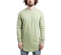 Blackskies Side Zip Langarm T-Shirt | Langes Oversize Fashion Basic Longsleeve Herren Longshirt Long Tee mit Reißverschluss - Salbeigrün X-Large XL