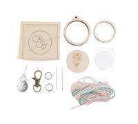 Blaihild Mini-Stickrahmen aus Holz, Schlüsselanhänger, Pappelsperrholz, 6 M Faden, Komplettes Kit, Anfängerfreundliches, Tragbares Design mit Metall-Schlüsselanhänger und Quasten, für