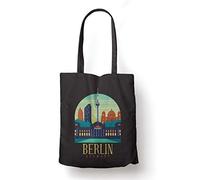 BLAK TEE Berlin Germany City View Organic Cotton Reusable Shopping Bag Black