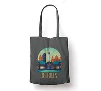 BLAK TEE Berlin Germany City View Organic Cotton Reusable Shopping Bag Grey