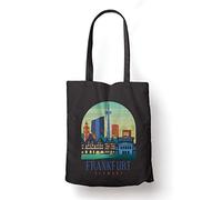 BLAK TEE Frankfurt City Skyline Organic Cotton Reusable Shopping Bag Black