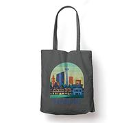 BLAK TEE Frankfurt City Skyline Organic Cotton Reusable Shopping Bag Grey