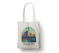BLAK TEE Frankfurt City Skyline Organic Cotton Reusable Shopping Bag Natural