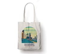 BLAK TEE Hamburg Germany Skyline Organic Cotton Reusable Shopping Bag Natural