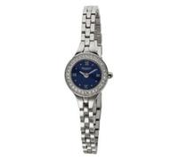 REGENT F-1672 Damenuhr Edelstahl Silberfarben/Blau mit Kristallen besetzte Lünette 19 mm Quarz