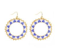 Blau Bunte Perlenohrringe im Boho-Stil für Damen, Sommer-Strand-Handarbeit, Hoop-Geschenk-Ohrringe