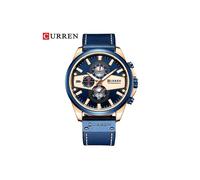 (Blau) Curren Mann Uhren Mode Casual Quarz Sportliche Armbanduhren Blau Uhr Männlichen Chronograph Leder