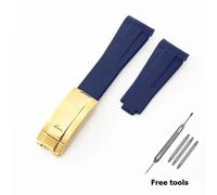 (Blau-G 20 mm ohne Logo) 20 mm 21 mm Premium-Silikonarmband für Rolex Submariner Daytona Gmt Yacht-Master-Serie