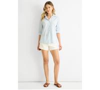 Blau gestreiftes Baumwollhemd mit aufgerollten Ärmeln M/L