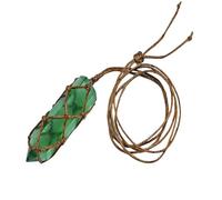 Blau-grüner Fluorit-Kristall - handgefertigter Kristall-Punkt-Anhänger, Edelstein-Zauber-Halskette, handgefertigter natürlicher Quarzschmuck, natürlicher Fluorit-Kristall-Halskette für den täglichen