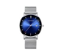 (Blau Silber) Luxus Herren Quarzuhren Kontrast Zeiger Cat Eye Gradient Business Edelstahl