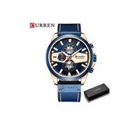 (Blaue Box) Curren Mann Uhren Mode Lässig Quarz Sportliche Armbanduhren Blau Uhr Männlich Chronograph