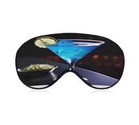 Blaue Cocktail-Augenmaske, seitliche Schlafmaske, leichte Augenbinde, Schlafmaske, Nasenpolster und Gummiband für Kinder, Frauen und Männer