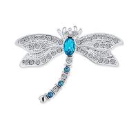 Blaue CZ Simulierte Saphir Libelle Glühwürmchen Brosche Anstecknadel Für Frauen Rhodiumbeschichtetes Messing Mit Zirkonia Garten Insektenmotiv