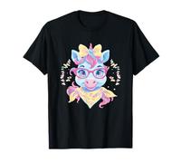 Blaue Einhorn-Porträt-Brille mit Tierliebhaber-Grafik, rosa T-Shirt