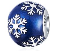 Blaue Emaille Schneeflocke Weihnachts Charms, fit Pandora Weihnachten Armband, 925 Sterling Silber Christmas Snowflake Perlen, Geschenk für Frauen/Tante/Cousin/Nichte