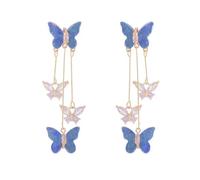 Blaue Kristall-Schmetterlings-Ohrringe, schöne Schmetterlings-Anhänger, Ohrringe, Charms, zarte Kristall-Ohr-Accessoires