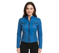 Blaue, lässige Slim-Fit-Bikerjacke aus Leder für Damen - Tulsa EU 40 / UK 12