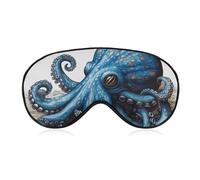 Blaue Oktopus-Schlafmaske für Damen und Herren, Seitenschläfer-Augenabdeckung mit verstellbarem Riemen, weich, atmungsaktiv, Verdunkelungsmaske, rutschfest, tiefer Schlaf, Reiseutensilien
