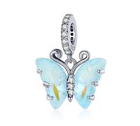Blaue Schmetterling Charms Anhänger 925 Sterling Silber Charms passt Pandora Armband Mädchen Schmuck Perlen Geschenke für Frauen (Blauer Schmetterling Anhänger)