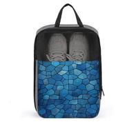 Blaue Schuhtasche mit Fliesenmuster, Schuhbeutel für Reisen, wasserdichte Schuhtasche, Schuhaufbewahrung, Organizer mit Reißverschluss und Griff, Sneaker-Tasche, Schuhbeutel, Stil, Einheitsgröße,