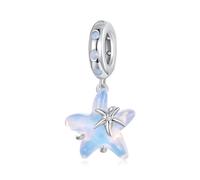 Blaue Seesterne Anhänger Charm 925 Sterling Silber Ozean Perlen passend für Pandora Armband und Halskette für Frauen