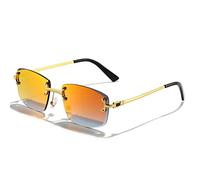 Blaue Verlaufslinse Metall Sonnenbrille Männer Frauen Luxus Designer Randlos Kleine Quadratische Sonnenbrille Für Männer Rahmenlos, C04 Gold Roter Spiegel, Wie Fotos Zeigen