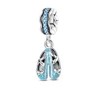 Blauer Ballettschuh Schmetterling Charme, Charme für Armband, Kompatibel mit Pandora Armband Halskette