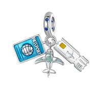 Blauer Reisepass Charm Sterling Silber Flugzeug Charm Flug Charm Travel Charm passt Pandora Charm Armband