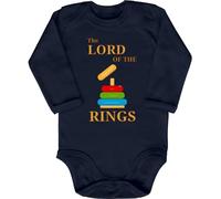 Blauer-Storch Baby Body in Dunkelblau Lord Of The Rings Herr der Ringe Spruch zur Geburt oder Geburtstag für Kleinkind Langarm Bio Baumwolle