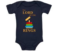 Blauer-Storch Baby Body in Dunkelblau Lord Of The Rings Herr der Ringe Spruch zur Geburt oder Geburtstag für Kleinkind Kurzarm Bio Baumwolle