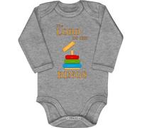 Blauer-Storch Baby Body in Grau meliert Lord Of The Rings Herr der Ringe Spruch zur Geburt oder Geburtstag für Kleinkind Langarm Bio Baumwolle