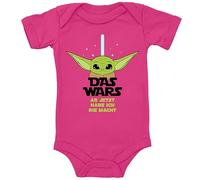 Blauer-Storch Baby Body in Pink Star Wars Joda, Das Wars, ab jetzt habe Ich die Macht Spruch Geschenk zur Geburt zum Geburtstag für Kleinkind Kurzarm Bio Baumwolle