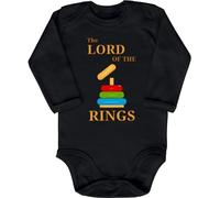 Blauer-Storch Baby Body in Schwarz Lord Of The Rings Herr der Ringe Spruch zur Geburt oder Geburtstag für Kleinkind Langarm Bio Baumwolle
