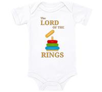 Blauer-Storch Baby Body in Weiß Lord Of The Rings Herr der Ringe Spruch zur Geburt oder Geburtstag für Kleinkind Kurzarm Bio Baumwolle