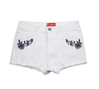 BlauerHafen Damen Jeans Shorts Designer Stickerei Hotpant Destroyed Stretch Denim Kurze Hose (38 (Taille: 76-78cm), Weiß)