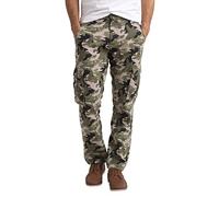 BlauerHafen Herren Army Cargo Combat Camouflage Hose 100% Baumwolle Straight Leg Work Wear (Oliv Camo, 34W / 32L)