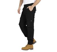 BlauerHafen Herren Cargo Hose, Gerade geschnittene Stretch Schwerlast mit 12 Taschen Freizeithose, Combat Arbeitshose, Relaxed Fit Cargo-Hose Größen 32W-44W (Schwarz, 38W / 30L)