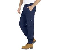 BlauerHafen Herren Cargo Hose, Gerade geschnittene Stretch Schwerlast mit 12 Taschen Freizeithose, Combat Arbeitshose, Relaxed Fit Cargo-Hose Größen 32W-44W (Navy Blau, 38W / 32L)